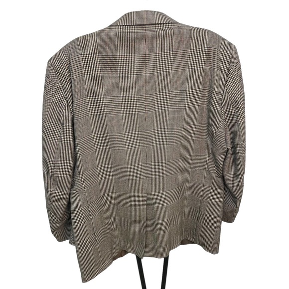 Mens Vintage Burberrys Houndstooth Plaid Brown Suit Jacket 44 L/XL - Picture 7 of 11